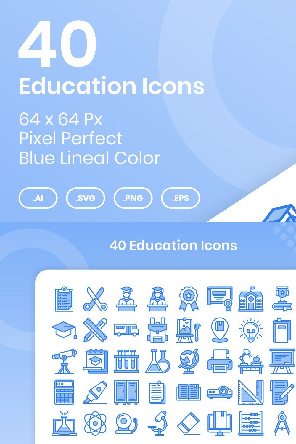 40 Education - Lineal Color pinterest preview image.