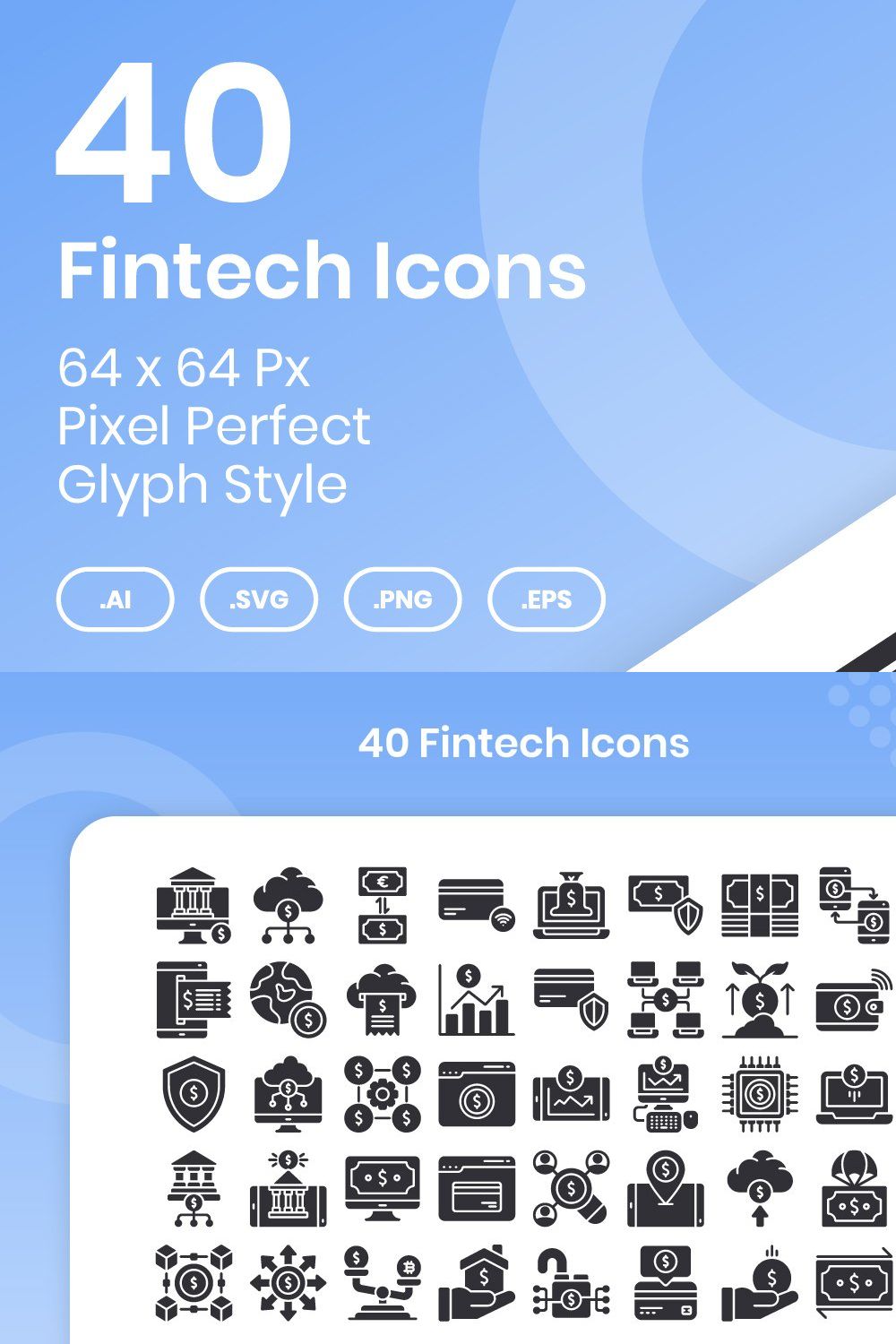 40 Fintech - Glyph pinterest preview image.