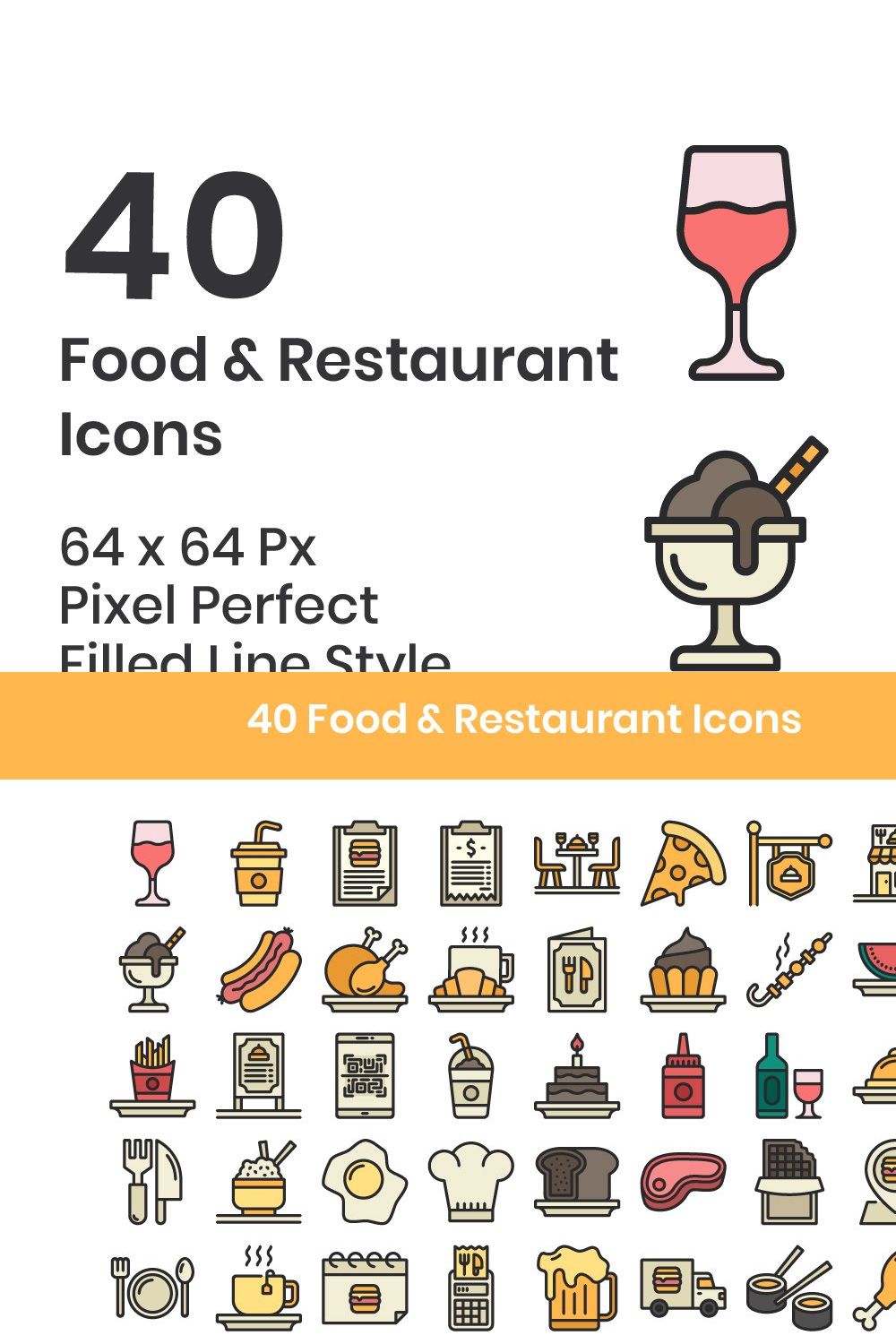 40 Food & Restaurant - Filled Line pinterest preview image.