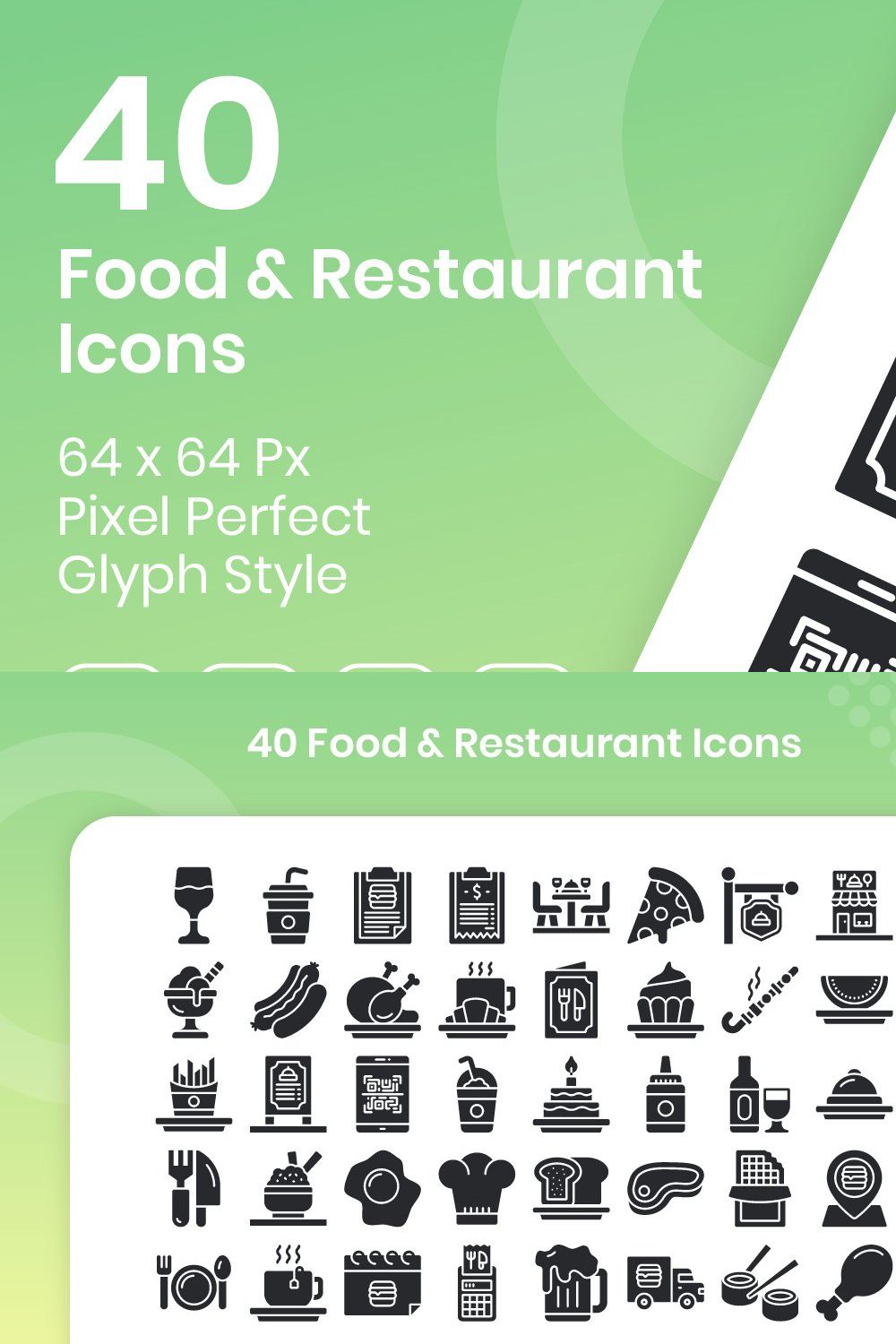40 Food & Restaurant - Glyph pinterest preview image.