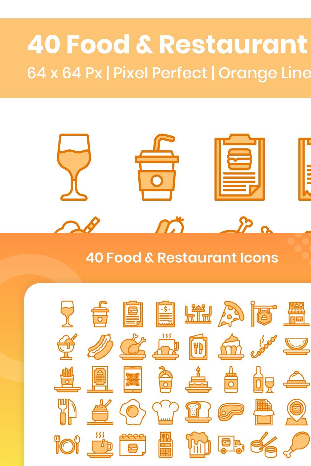 40 Food & Restaurant - Lineal Color pinterest preview image.