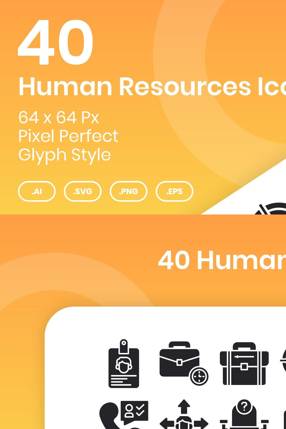 40 Human Resources - Glyph pinterest preview image.