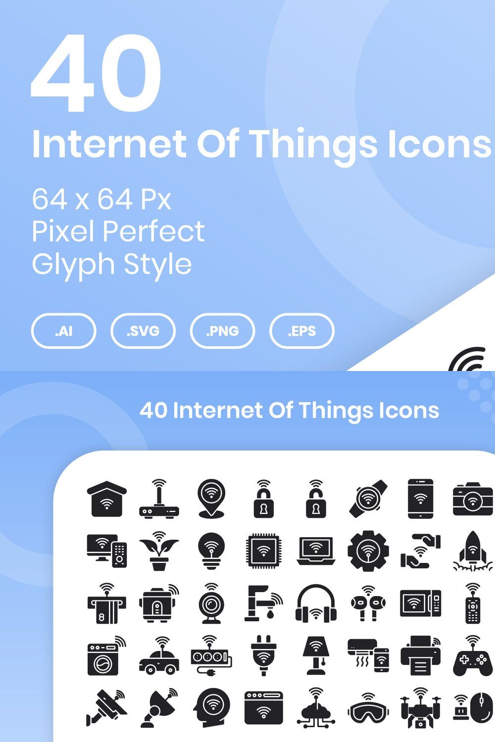 40 Internet Of Things - Glyph pinterest preview image.