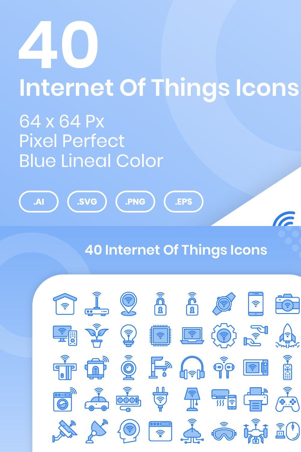 40 Internet Of Things - Lineal Color pinterest preview image.