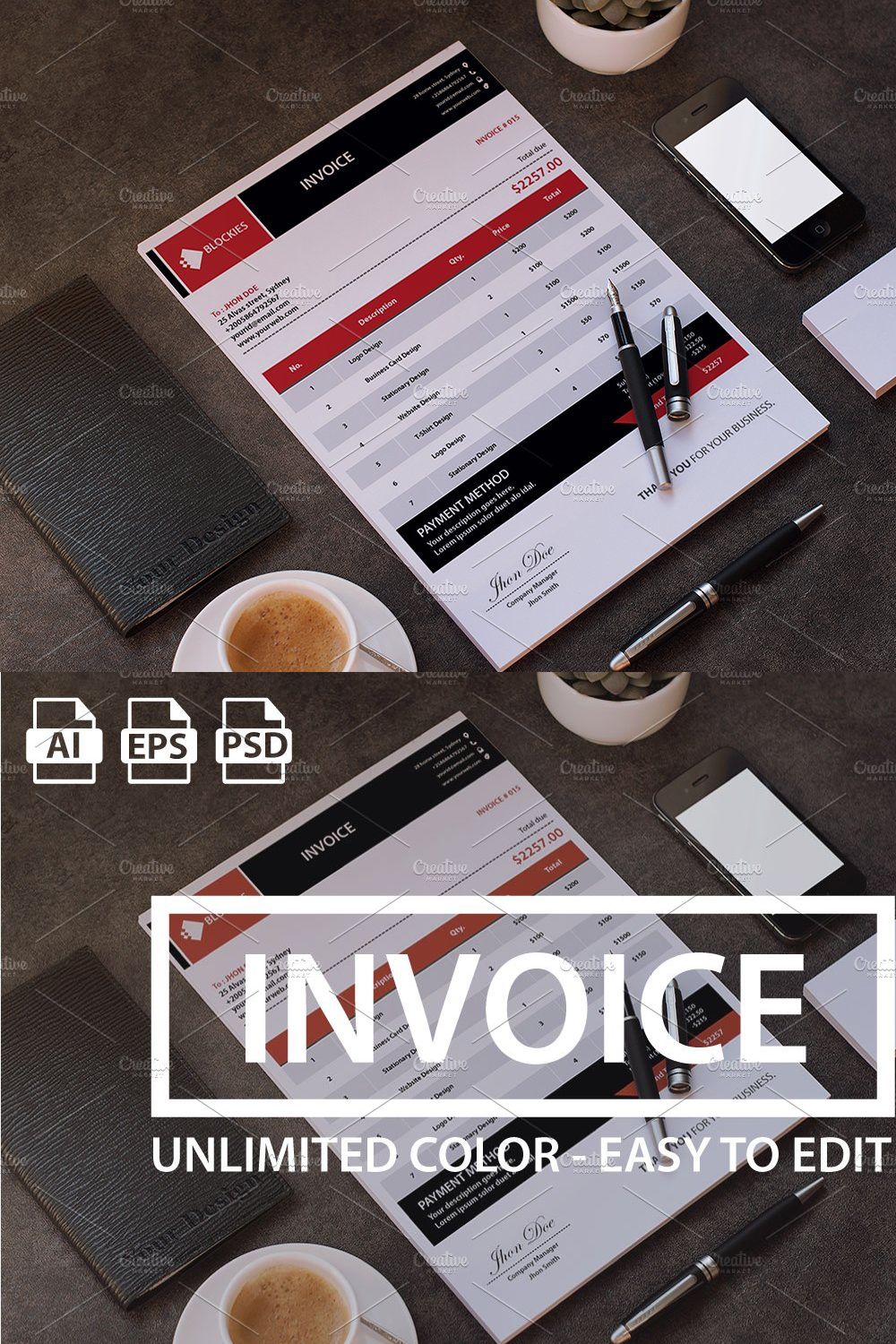 (40% Off) Simple & Clean Invoice pinterest preview image.
