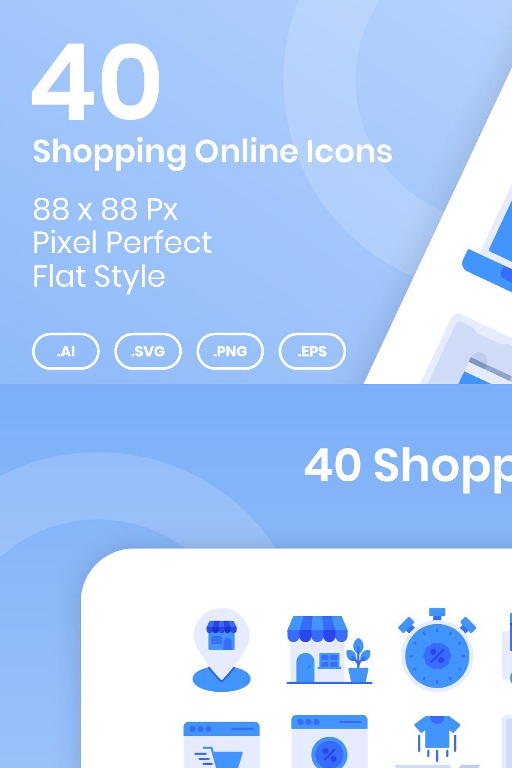 40 Shopping Online - Flat pinterest preview image.