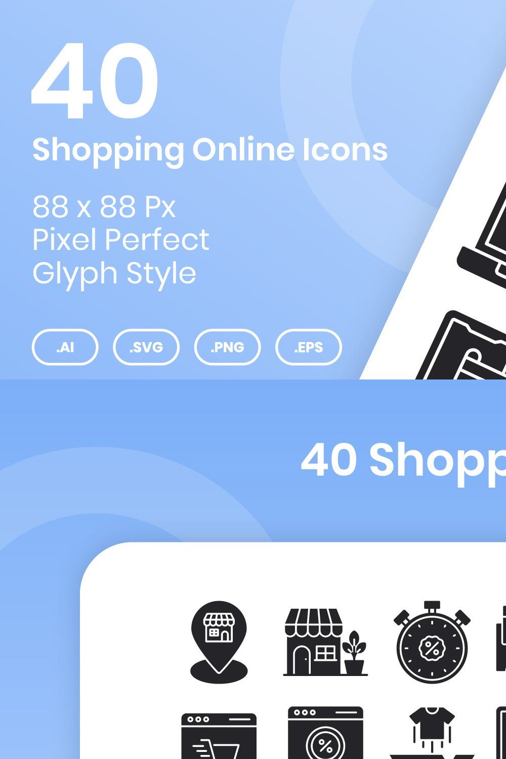 40 Shopping Online - Glyph pinterest preview image.