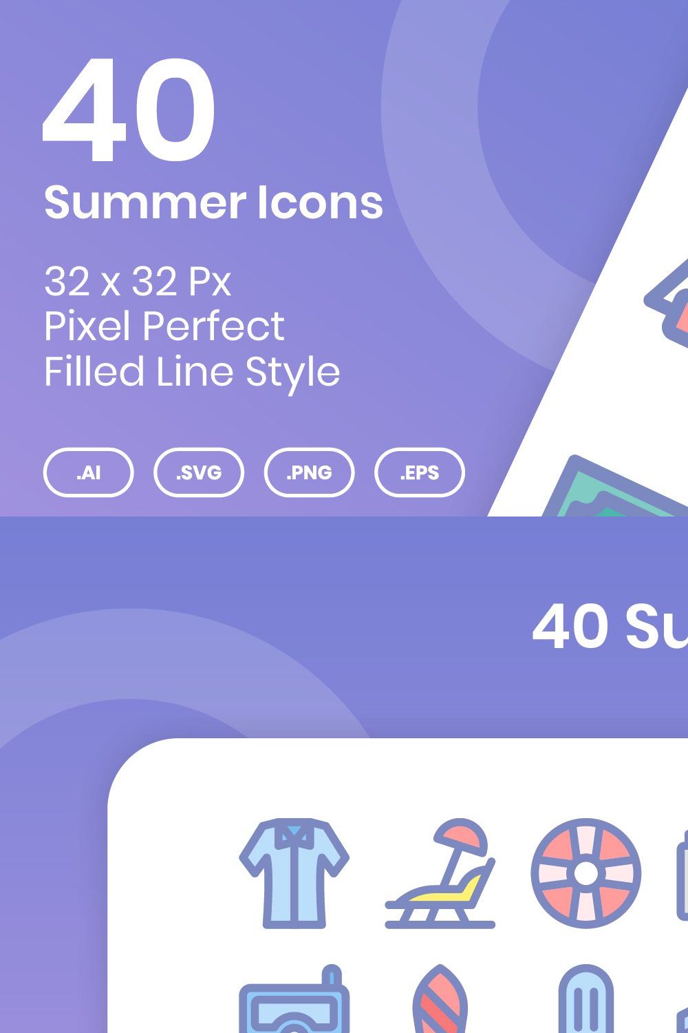 40 Summer - Filled Line pinterest preview image.