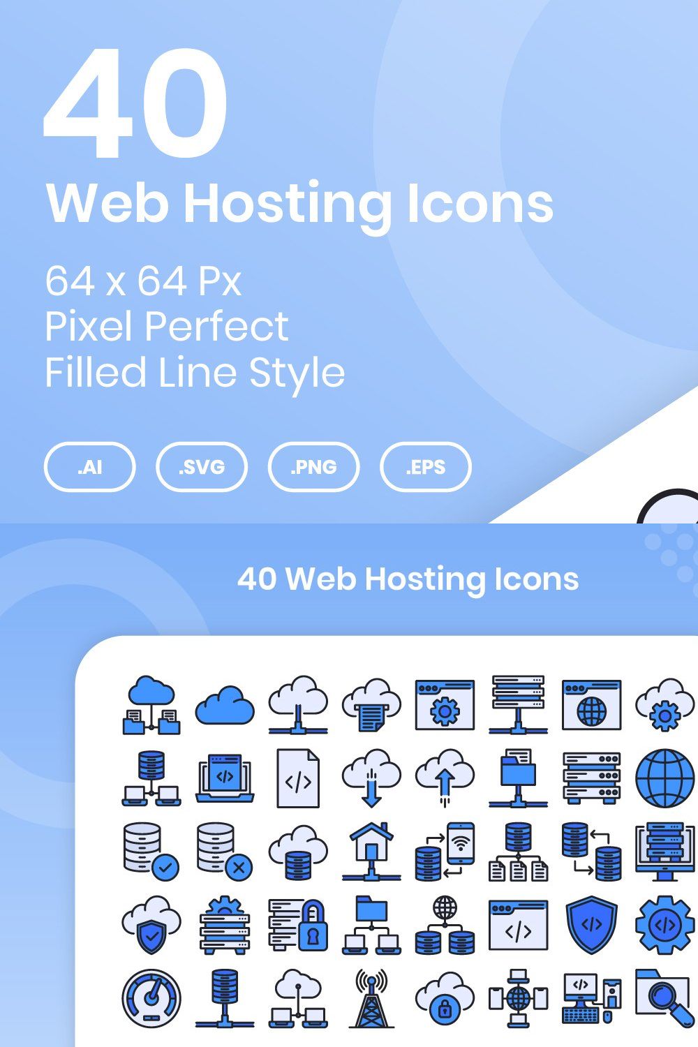 40 Web Hosting - Filled Line pinterest preview image.