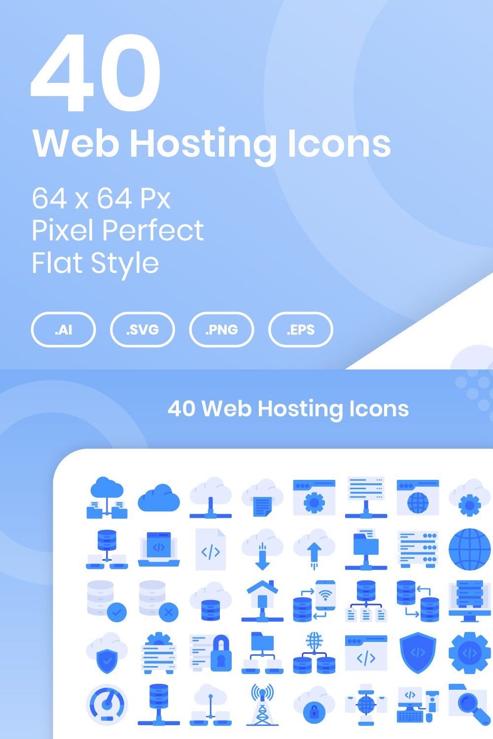 40 Web Hosting - Flat pinterest preview image.