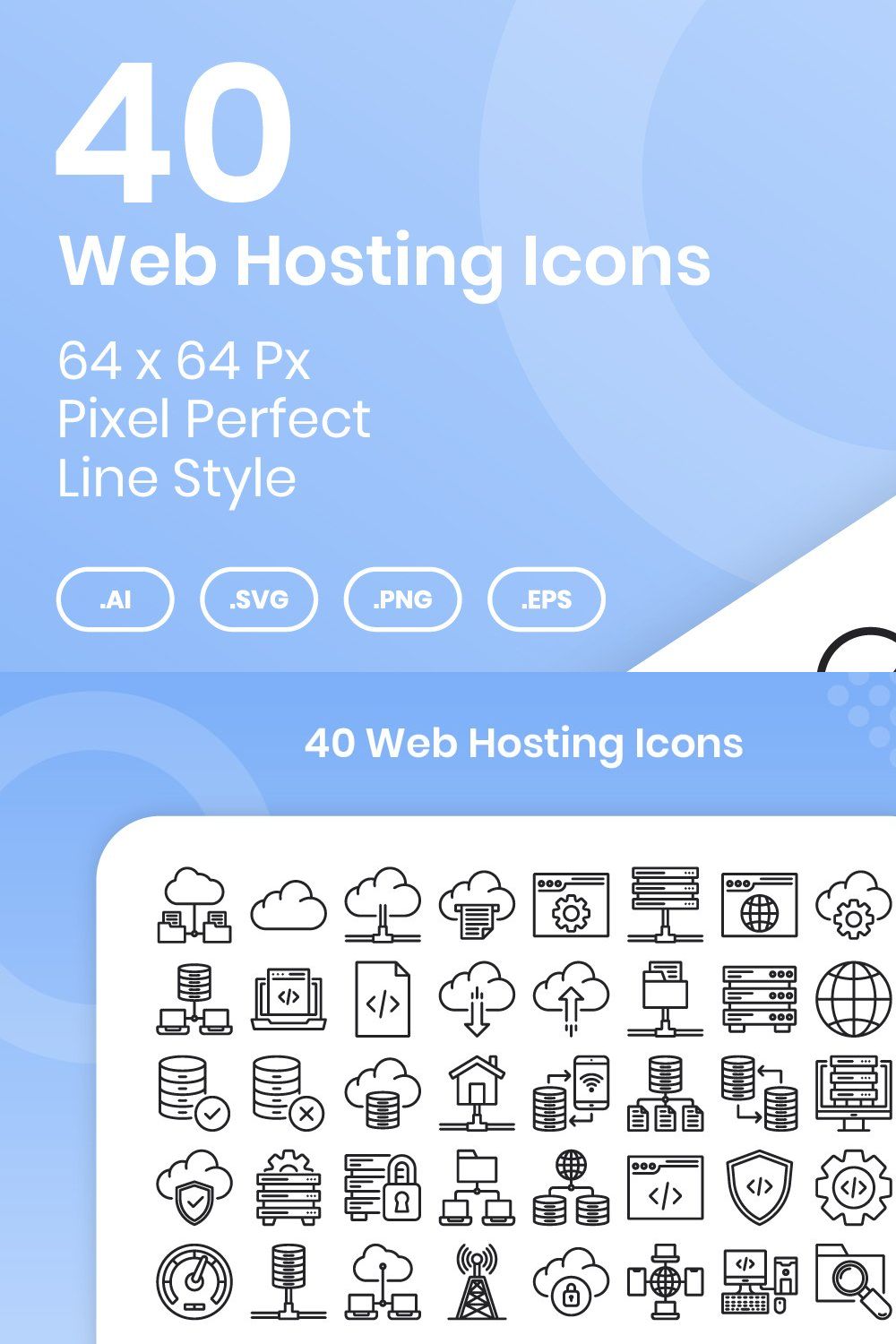 40 Web Hosting - Line pinterest preview image.