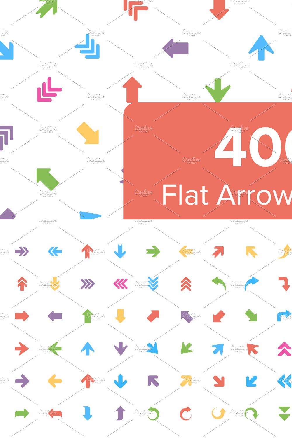 400 Flat Arrows Vector Icons pinterest preview image.