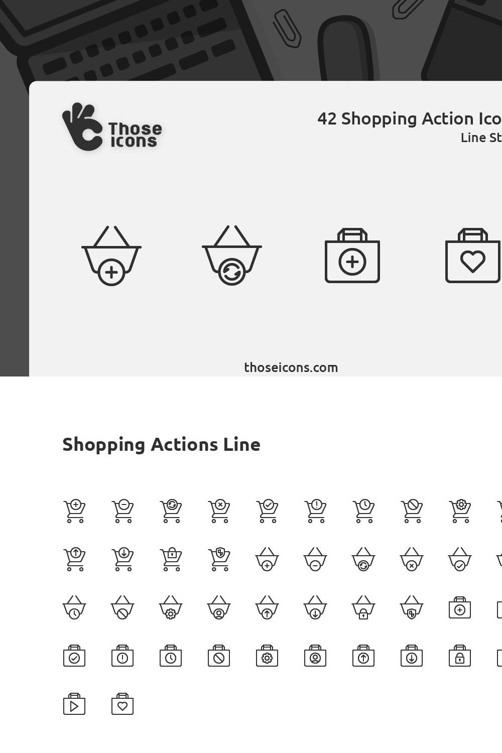 42 Shopping Actions Vector Line Icon pinterest preview image.