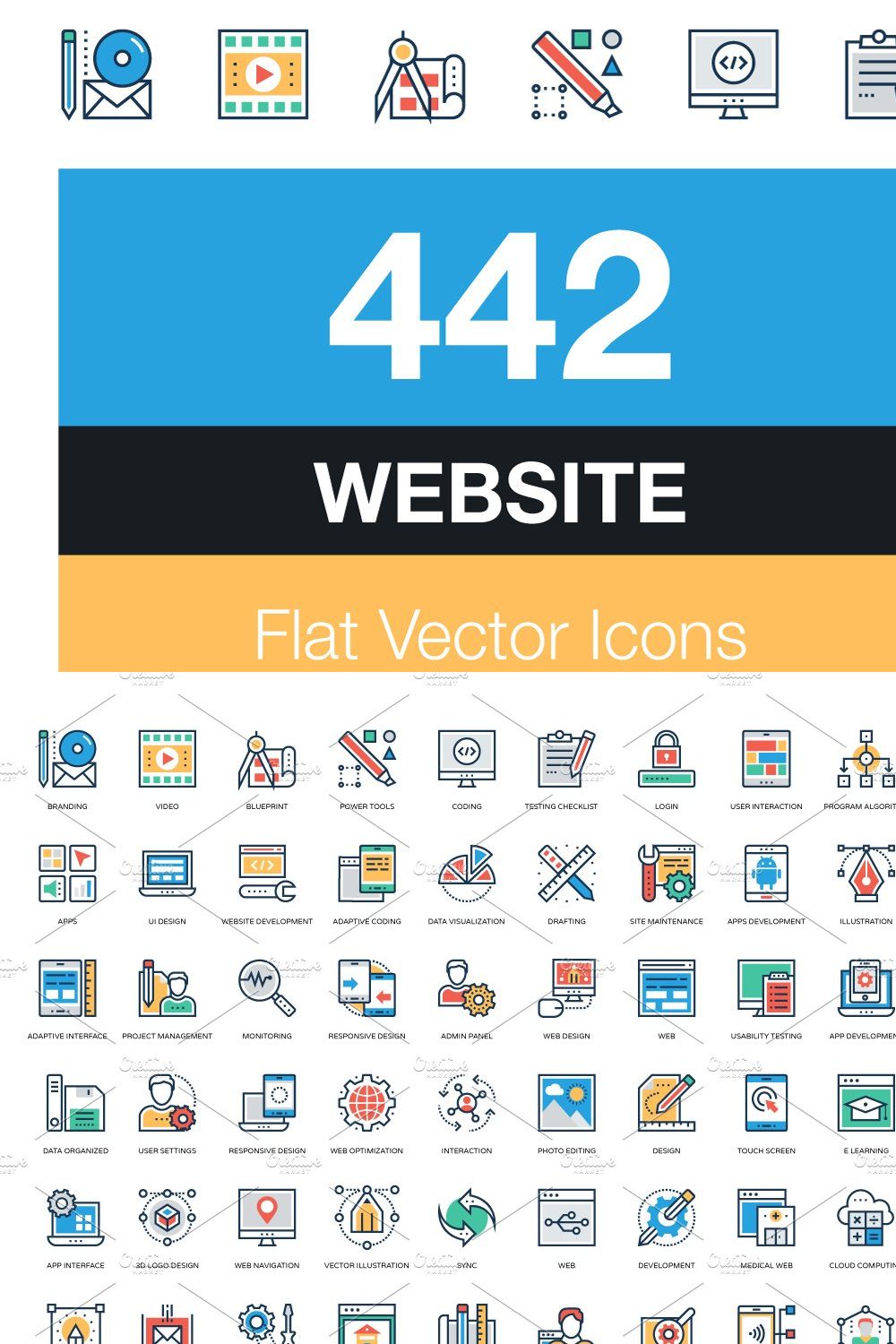 422 Flat Website Icon Pack pinterest preview image.