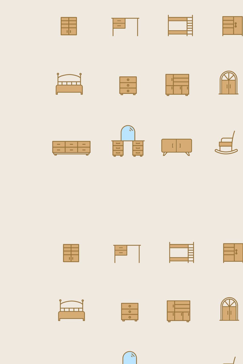 45 Furniture and Home Icons pinterest preview image.