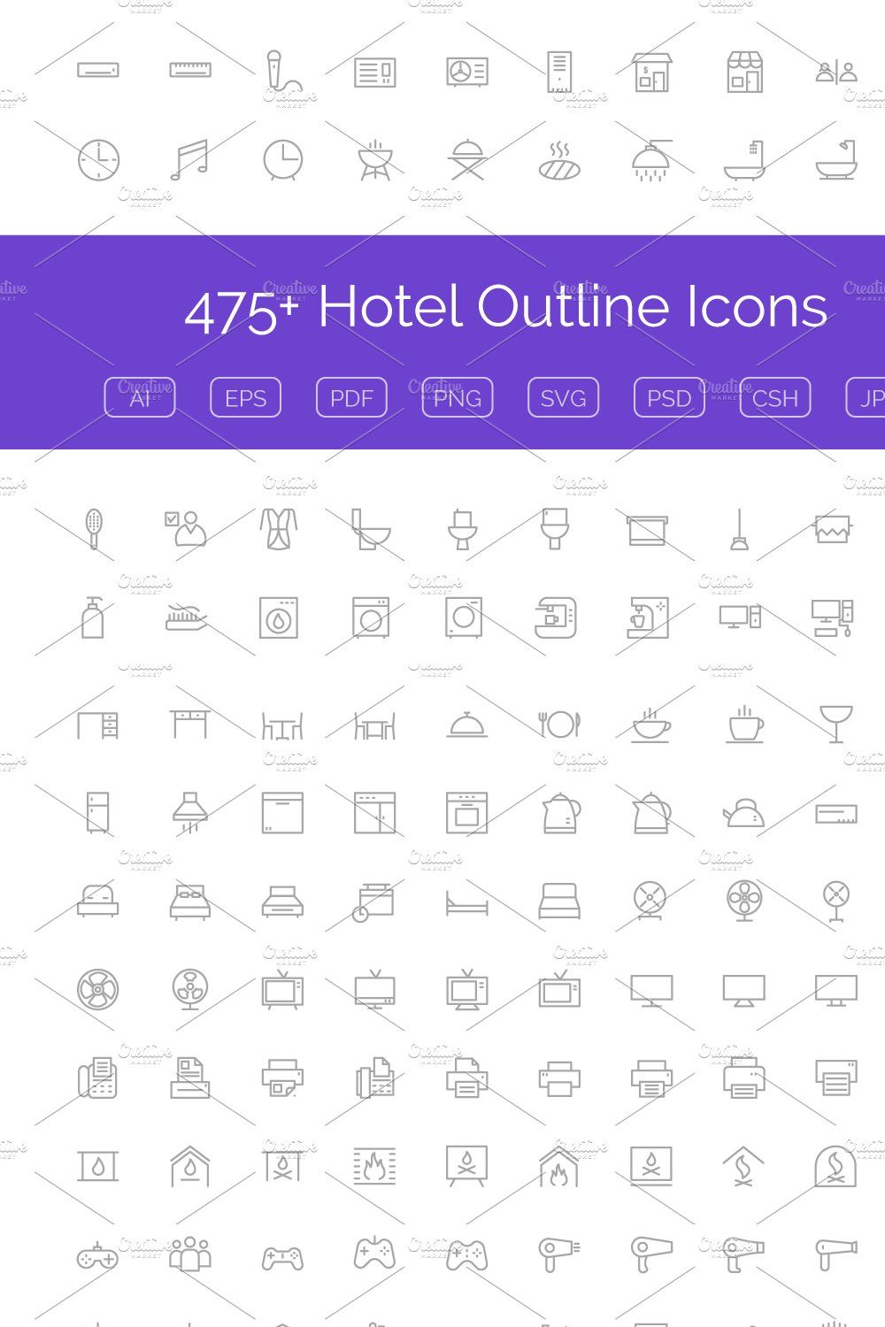 475+ Hotel Outline Icons pinterest preview image.