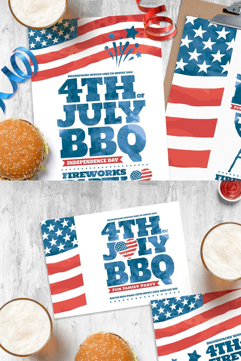 4th of July Flyer Templates pinterest preview image.
