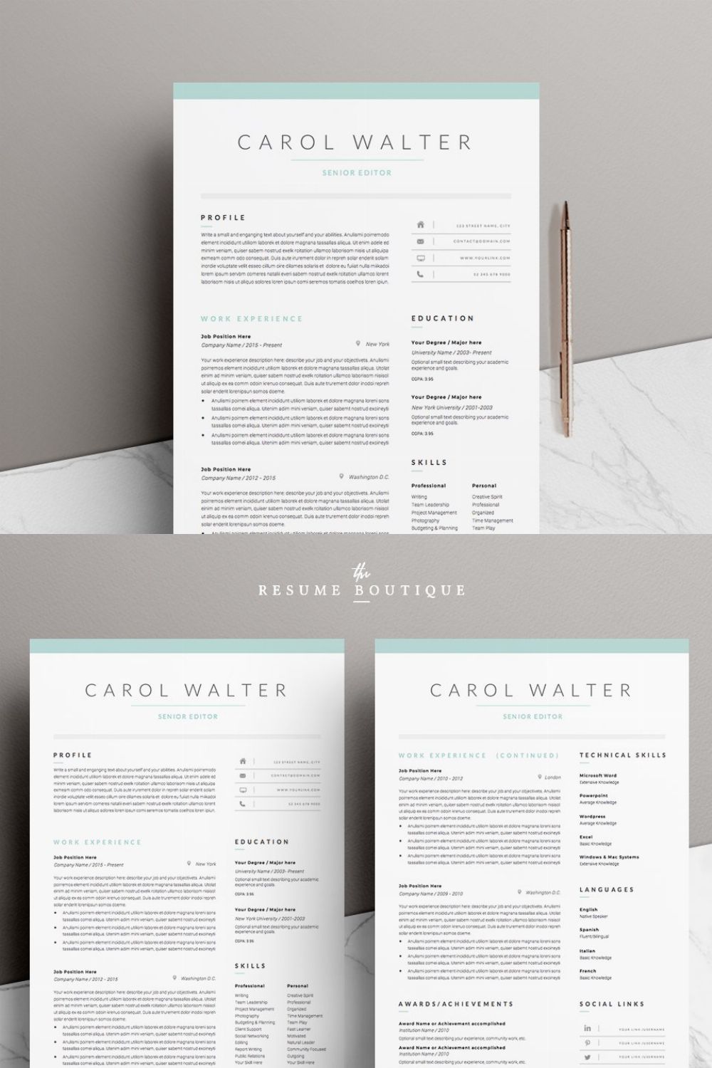5 page Resume Template | Upgrade pinterest preview image.