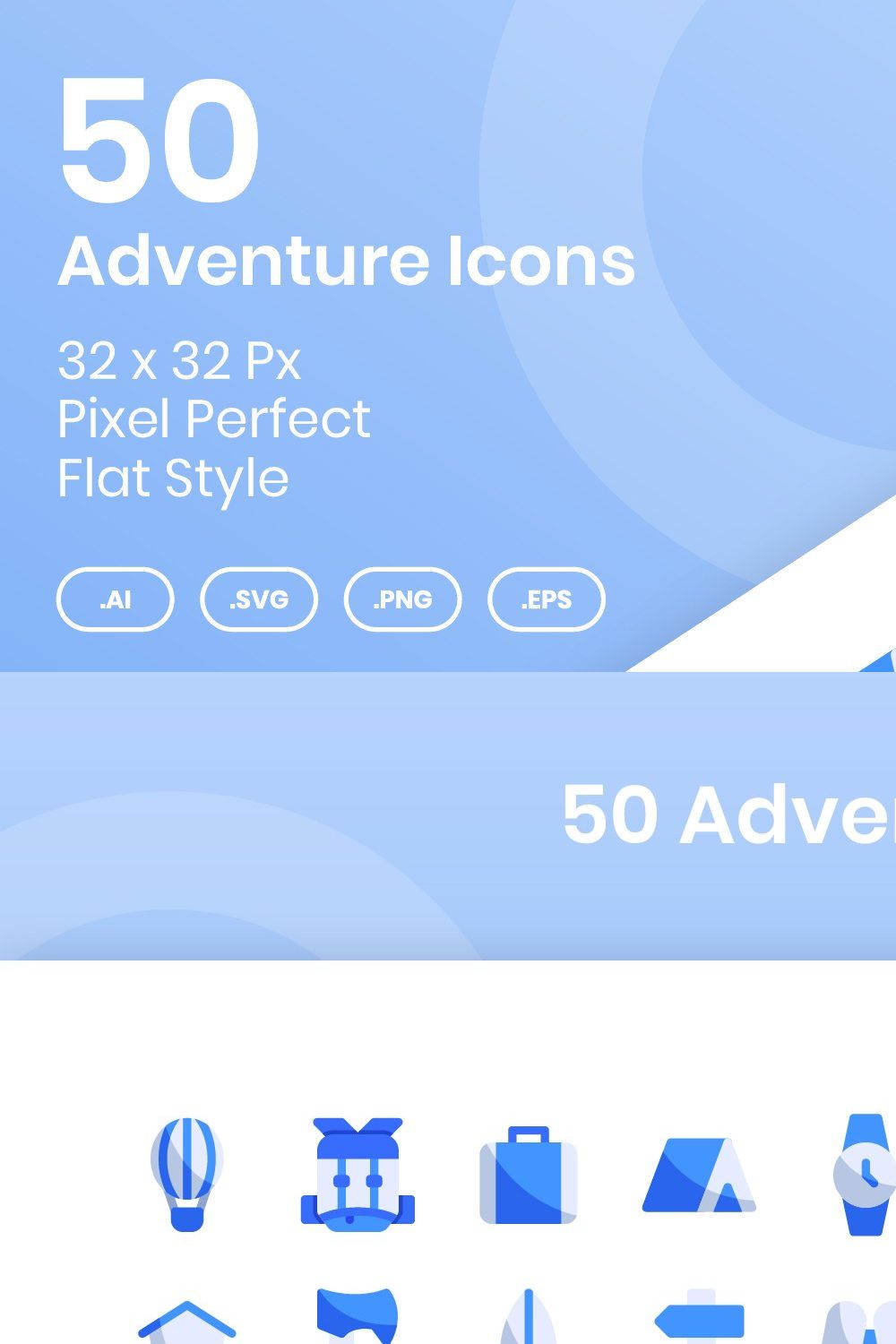 50 Adventure - Flat pinterest preview image.