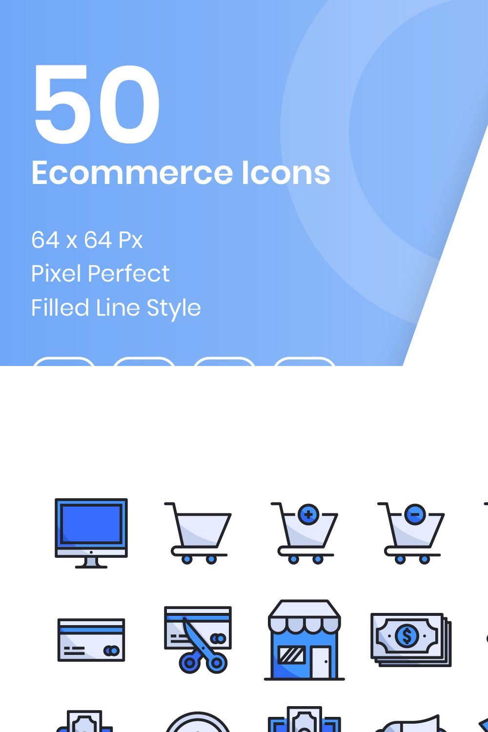 50 Ecommerce - Filled Line pinterest preview image.