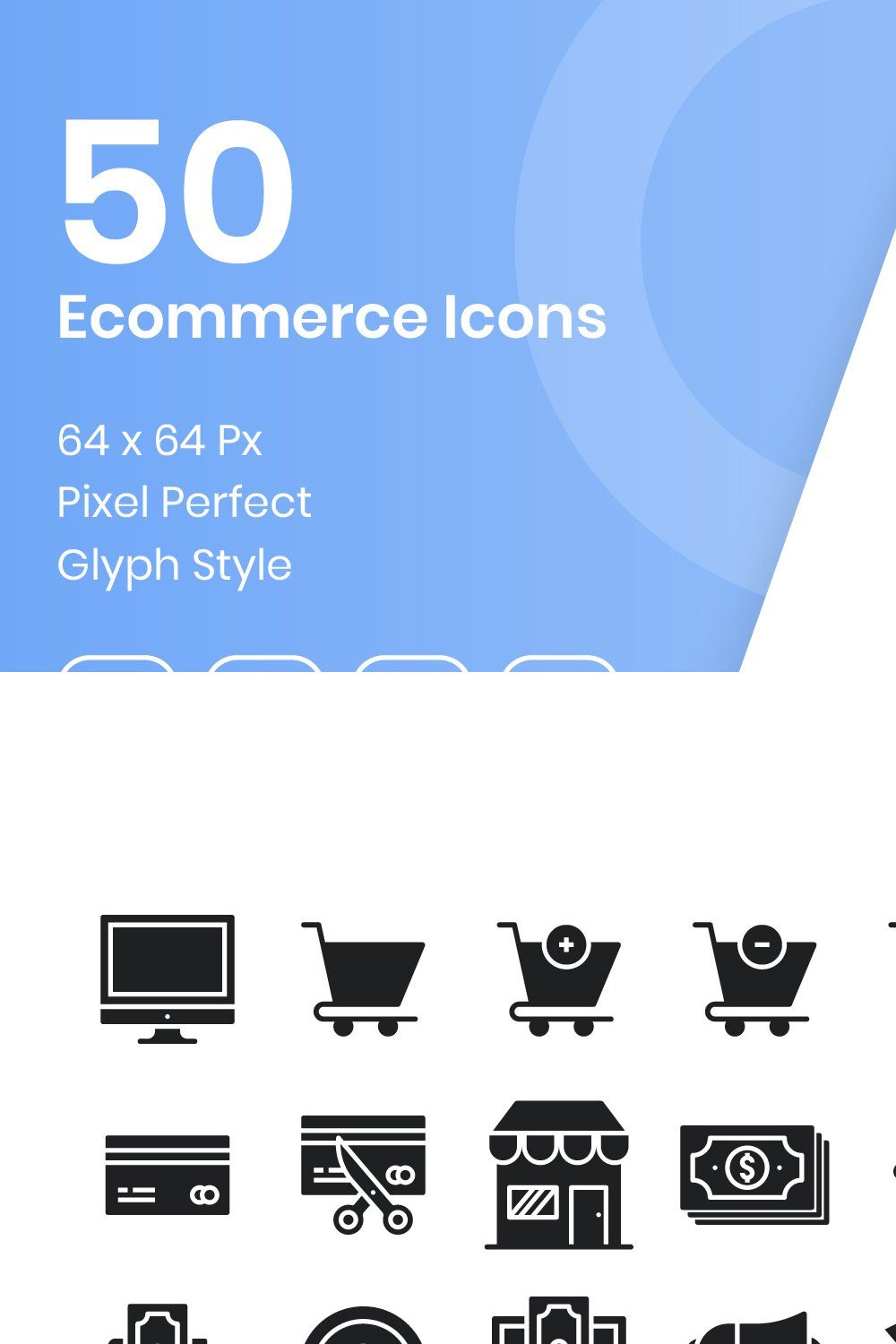 50 Ecommerce - Glyph pinterest preview image.