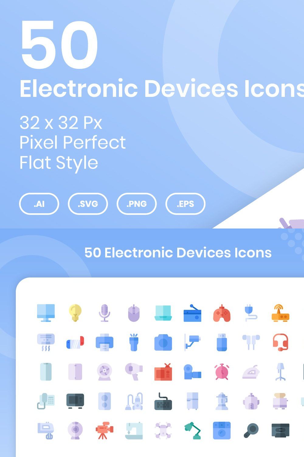 50 Electronic Device - Flat pinterest preview image.