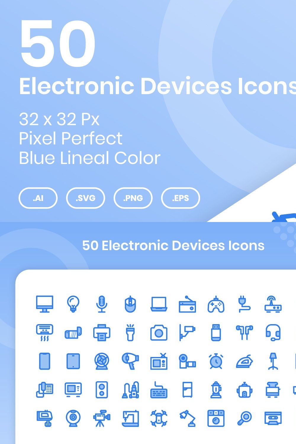 50 Electronic Device - Lineal Color pinterest preview image.