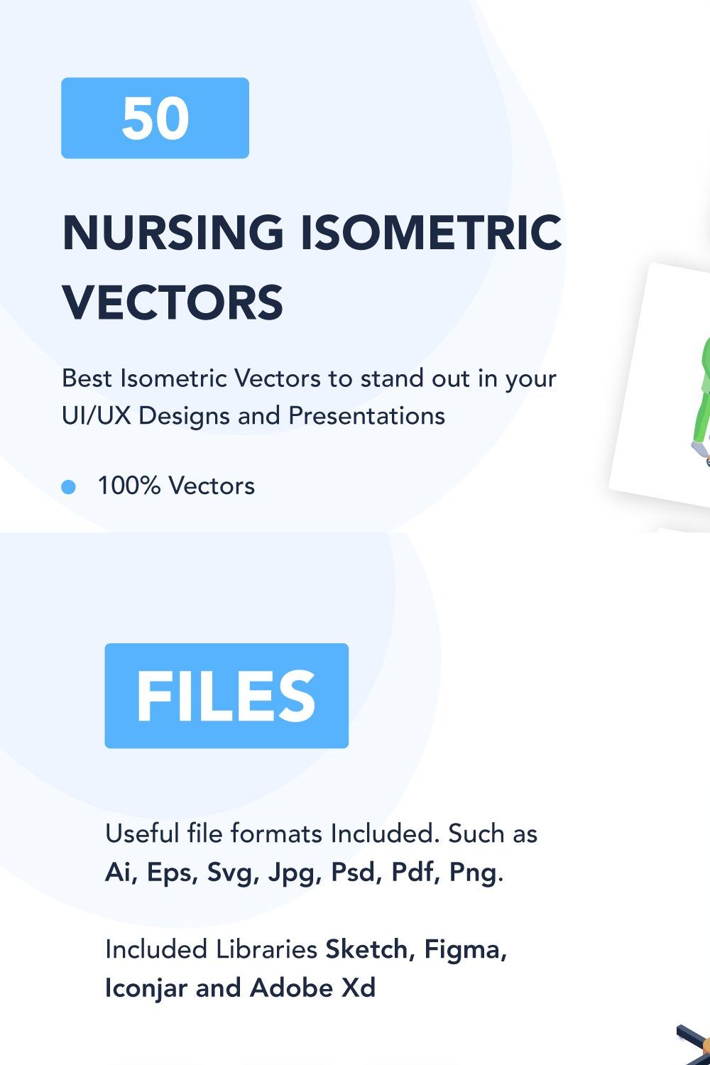 50 Isometric Nursing Vectors pinterest preview image.
