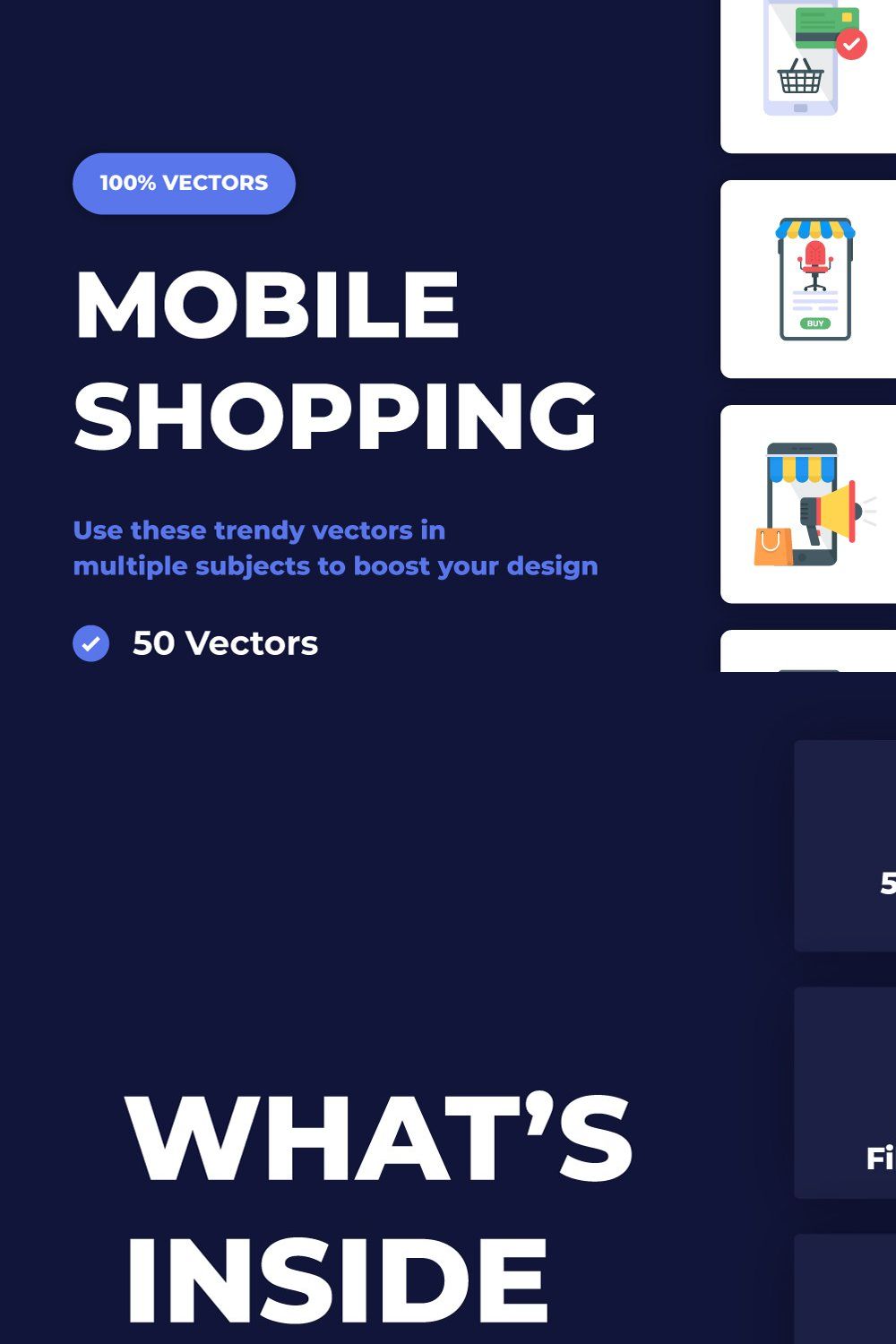 50 Mobile Shopping Icons pinterest preview image.
