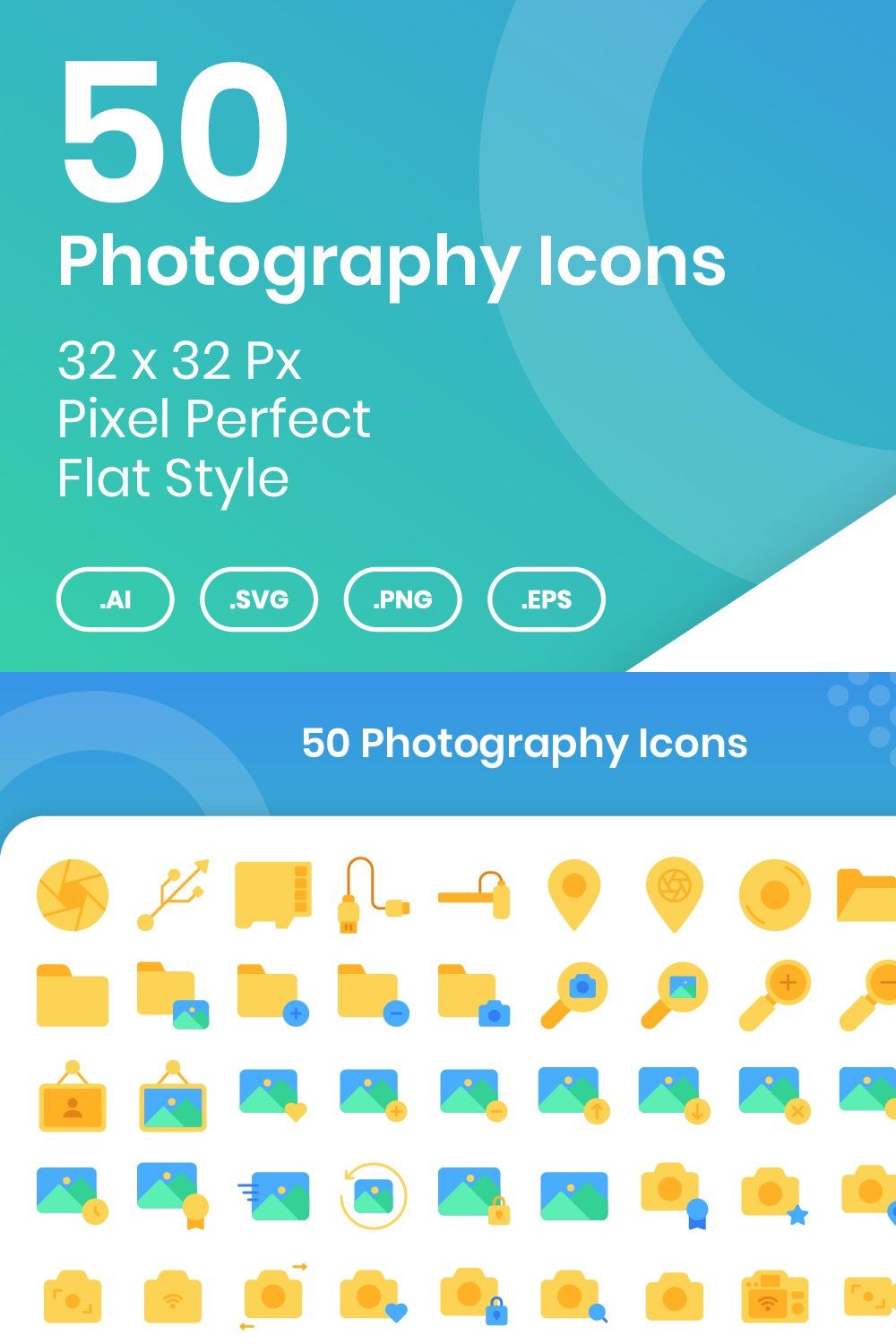 50 Photography - Flat pinterest preview image.