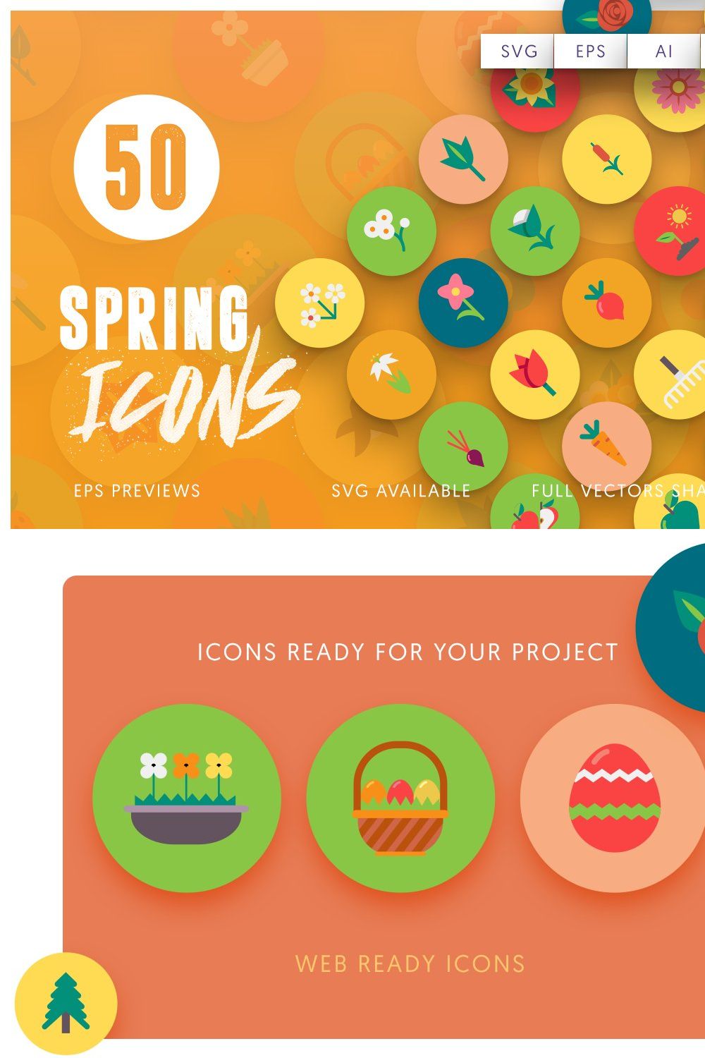 50 Spring Icons Vol.3 pinterest preview image.