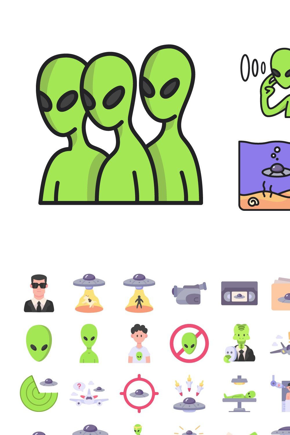 50 UFO and Alien Icons pinterest preview image.