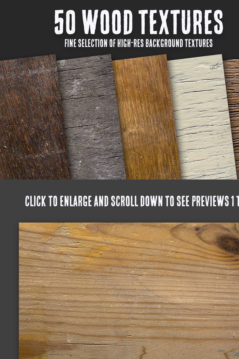 50 Wood Textures Bundle pinterest preview image.