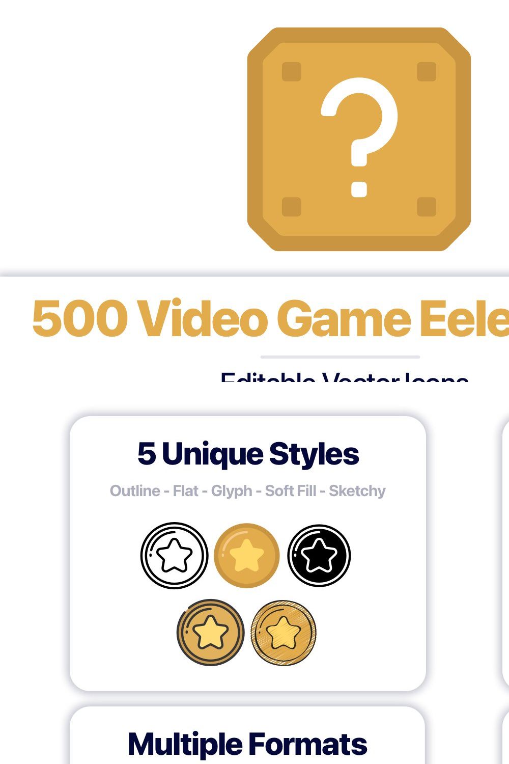 500 Video Game Elements Vector Icons pinterest preview image.