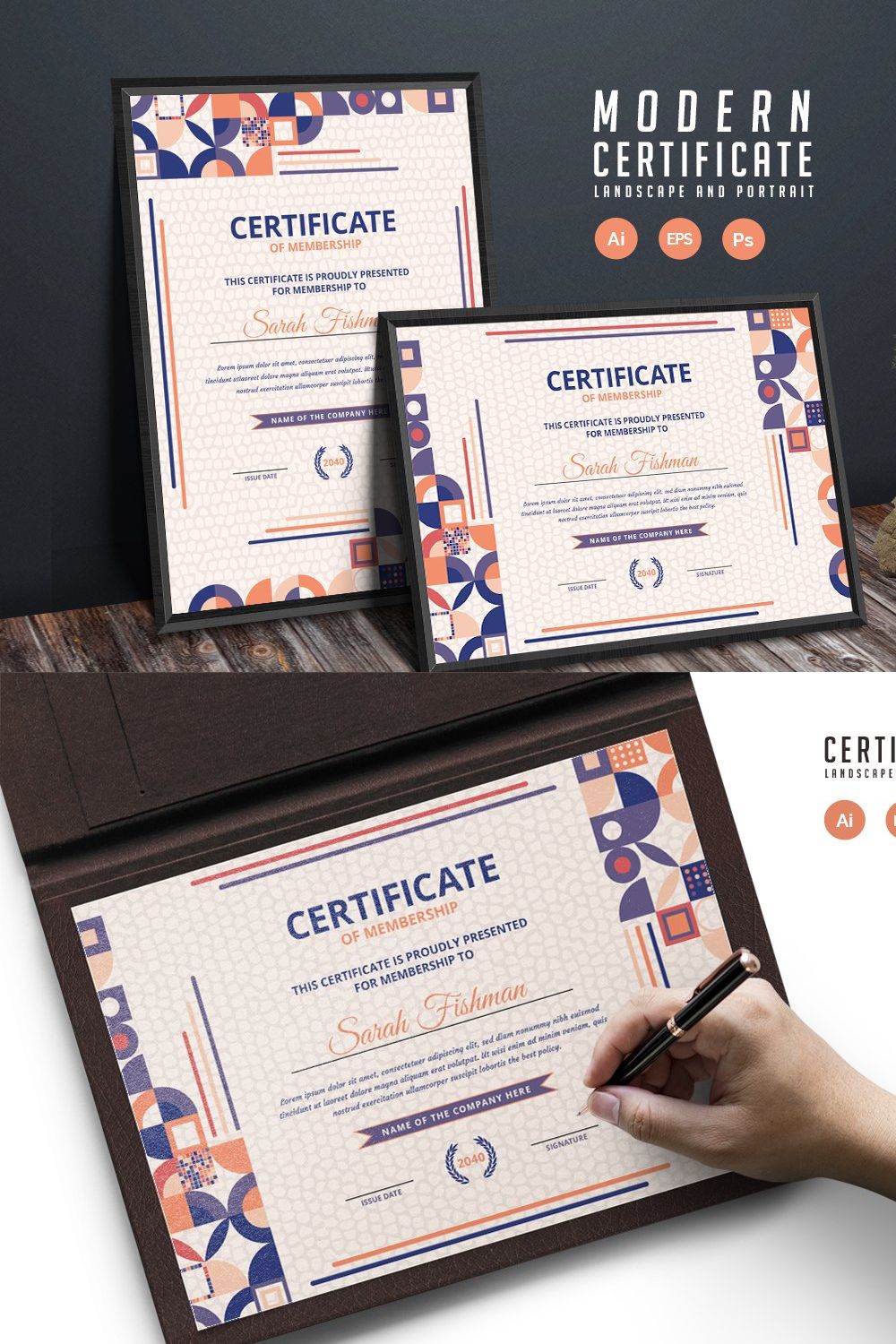 548. Modern Certificate Template pinterest preview image.