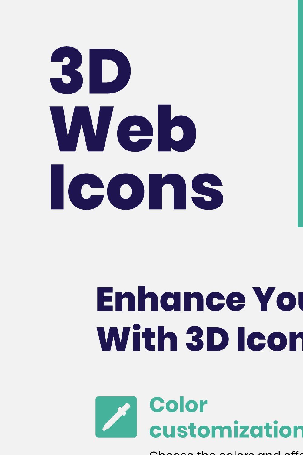 60 3D Web Icons pinterest preview image.