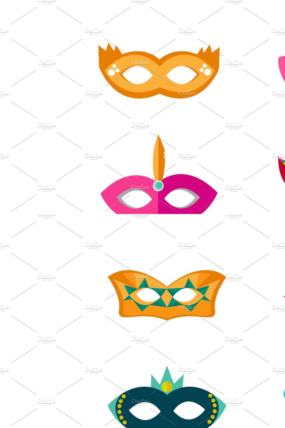 60 Face Mask Flat Vector Icons pinterest preview image.