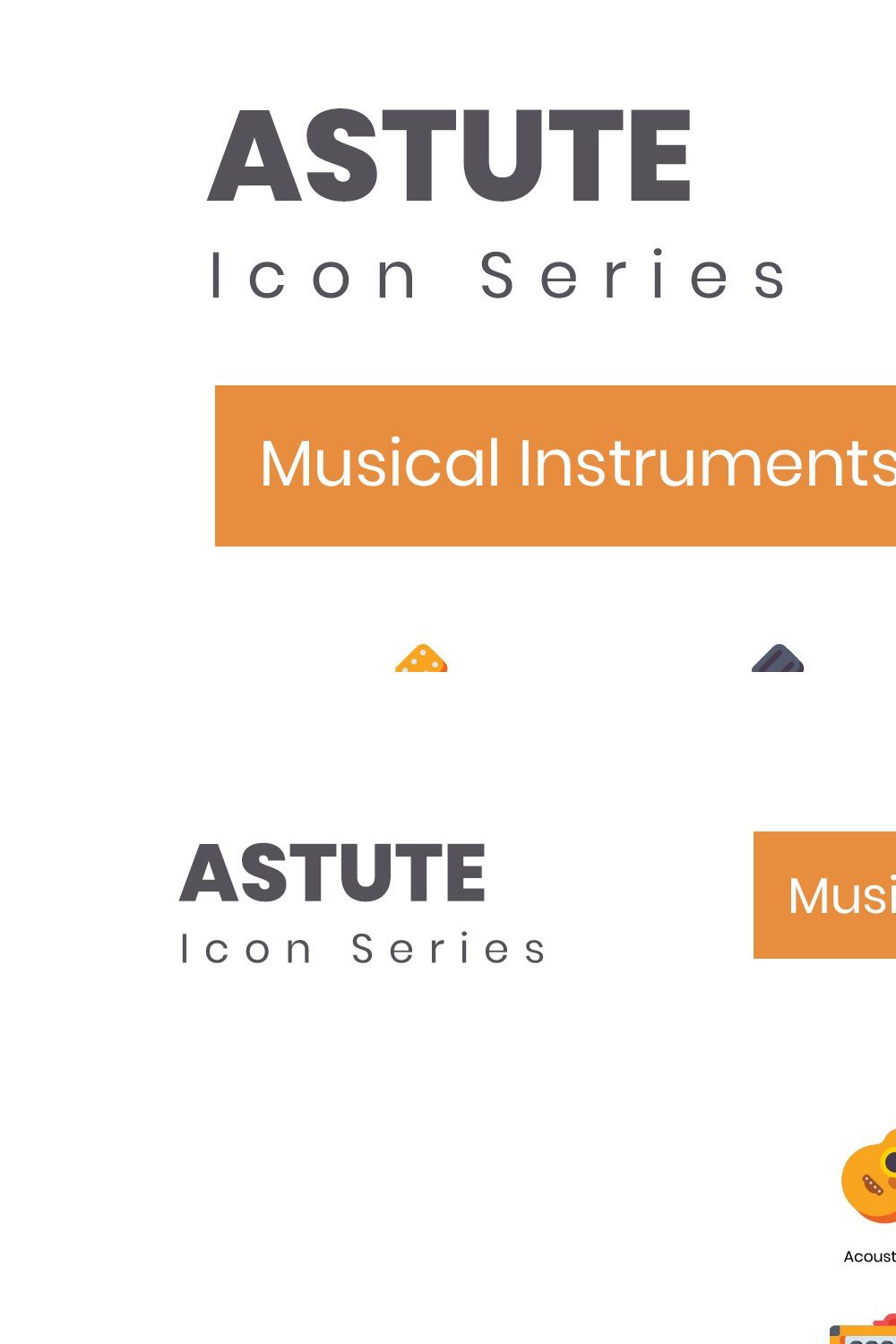 60 Musical Instruments Icons | Astut pinterest preview image.