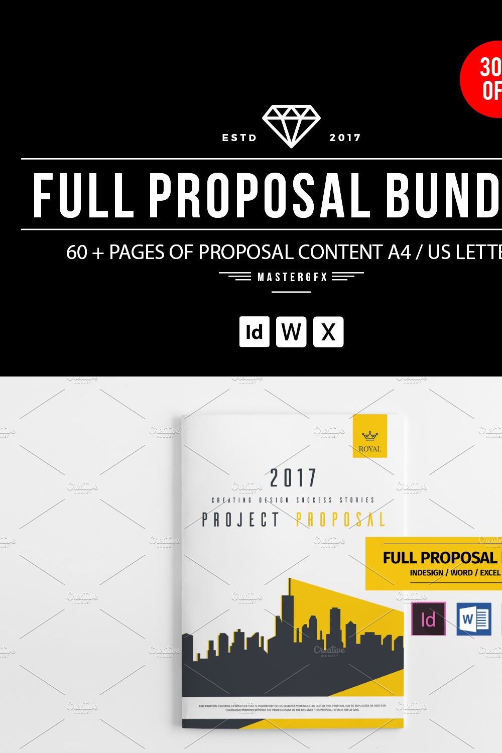 60+ Pages Bundle Proposal Pack -30% pinterest preview image.