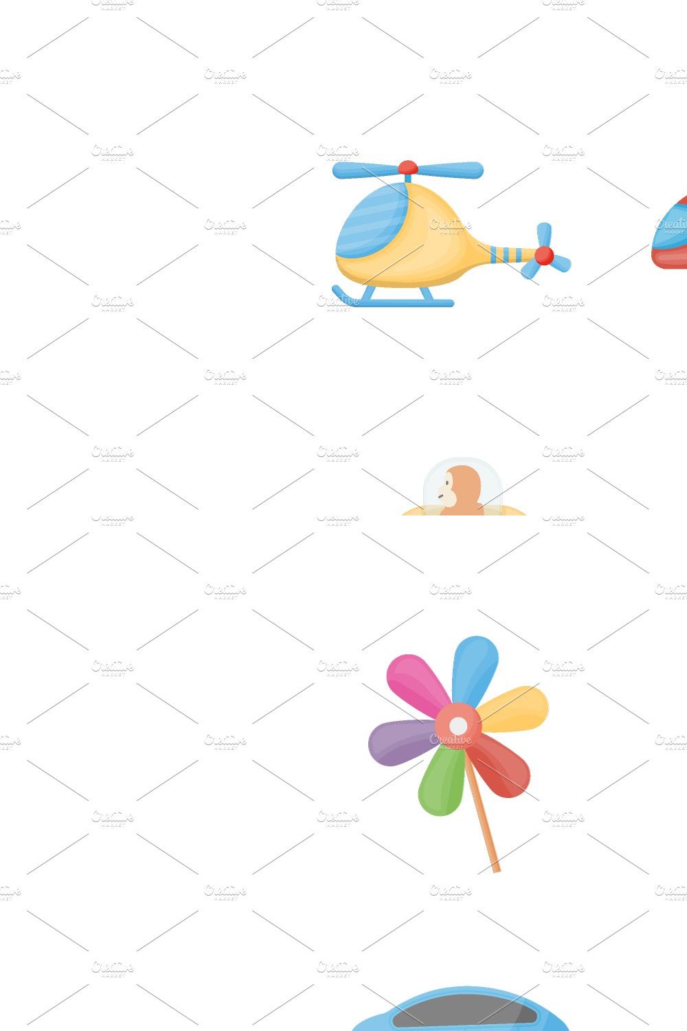 60 Toys Vector Icons pinterest preview image.