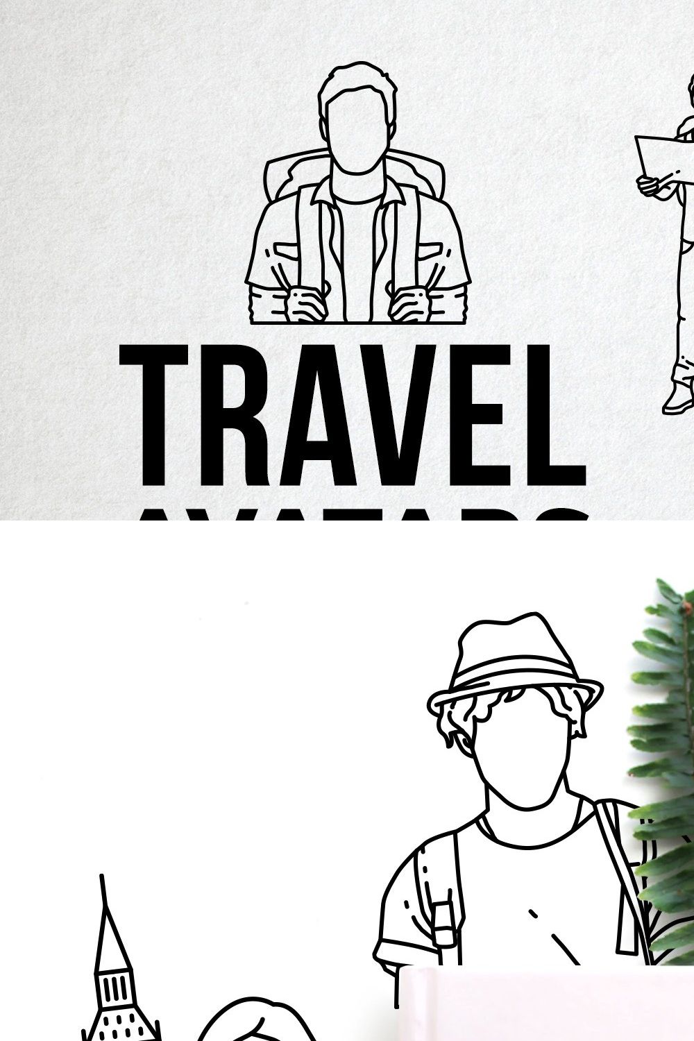 60 Travel Icons - Traveler Avatars pinterest preview image.