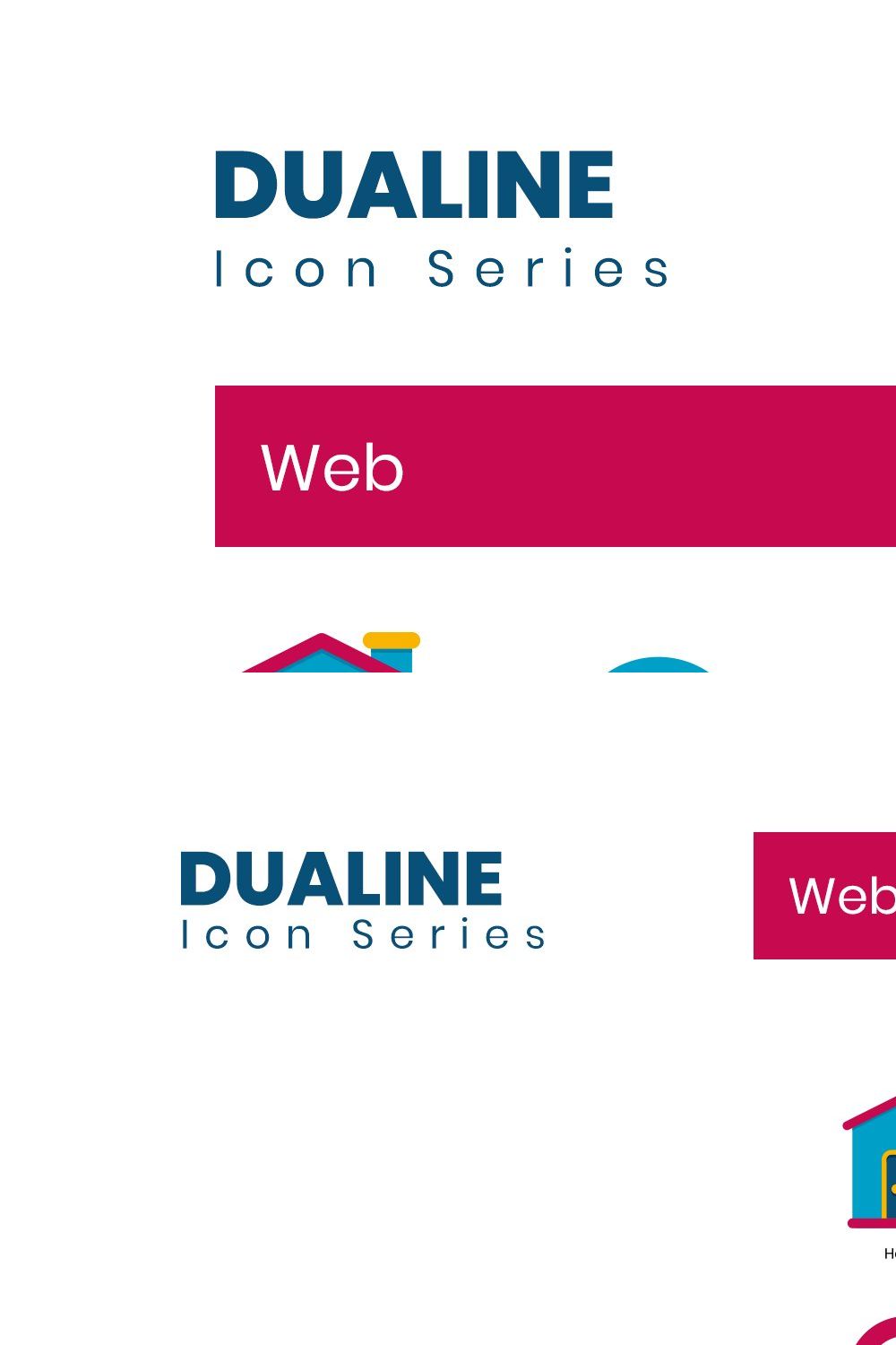 60 Web Icons | Dualine Flat pinterest preview image.