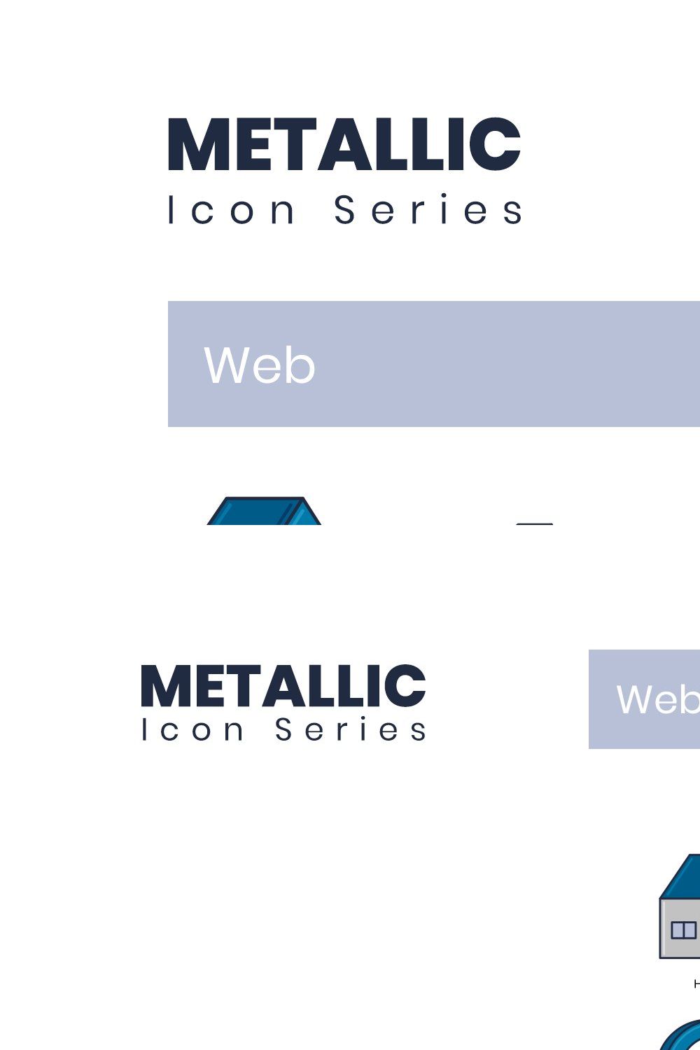 60 Web Icons | Metallic pinterest preview image.