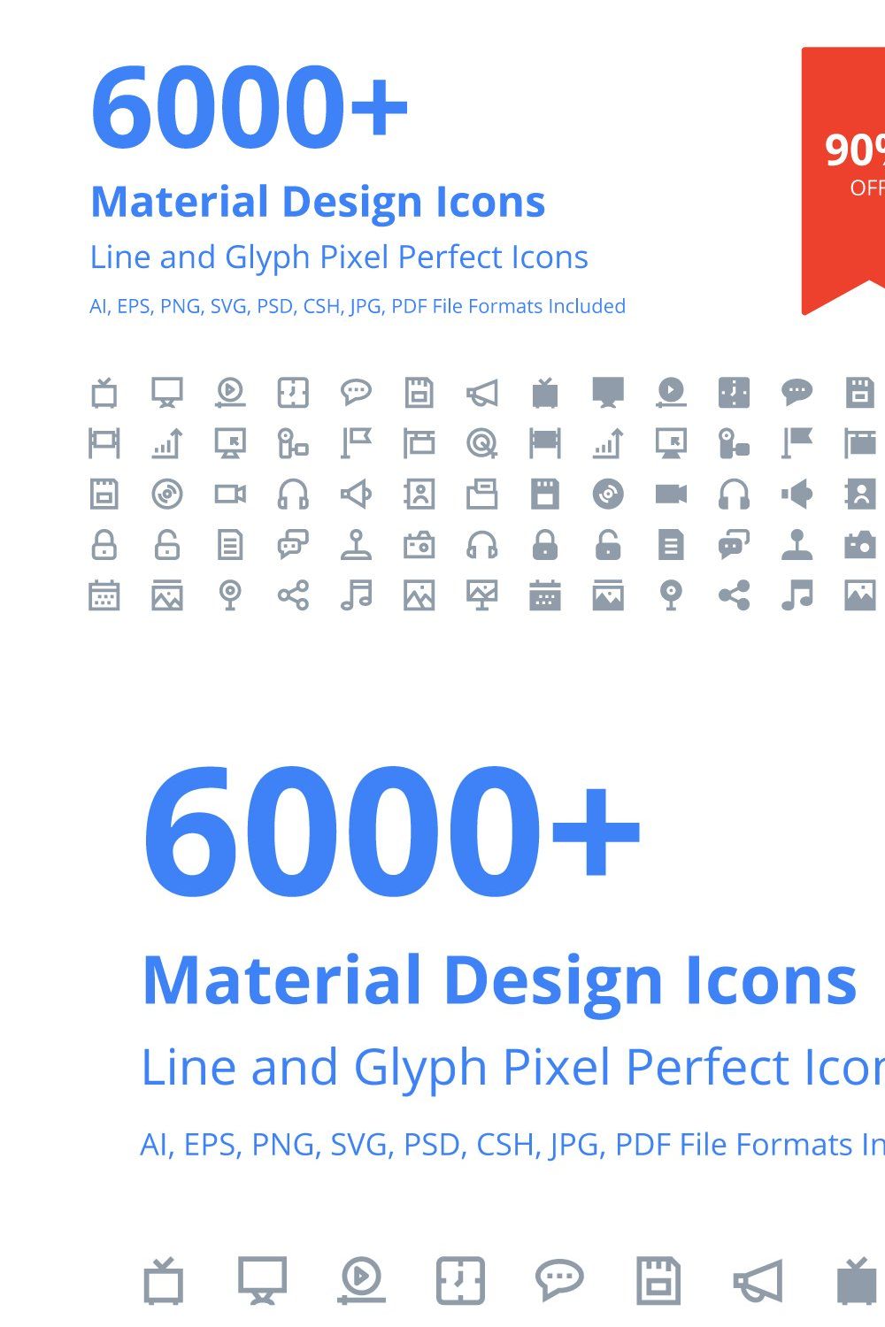 6000+ Material Design Icons pinterest preview image.