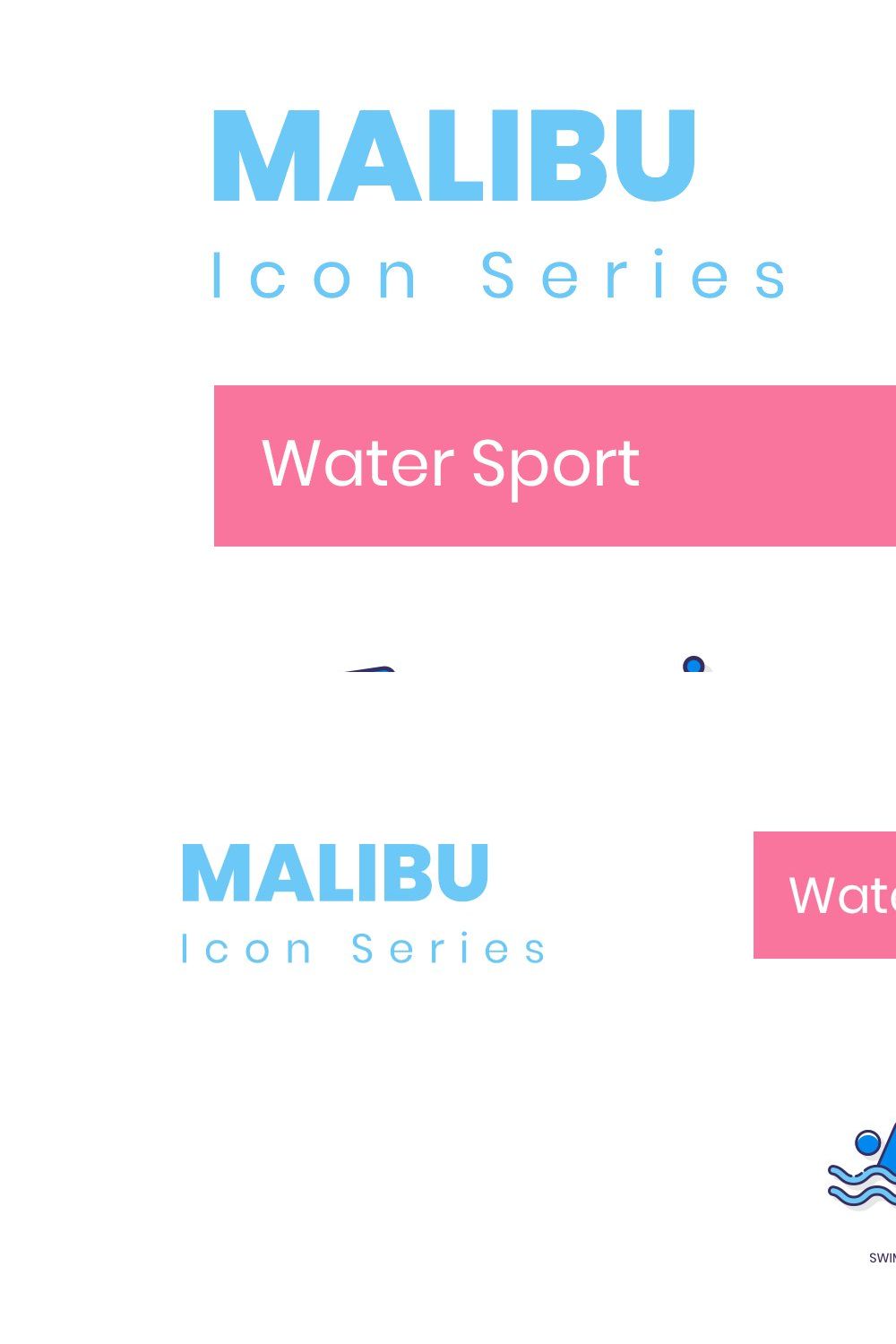 65 Water Sports Icons - Malibu pinterest preview image.