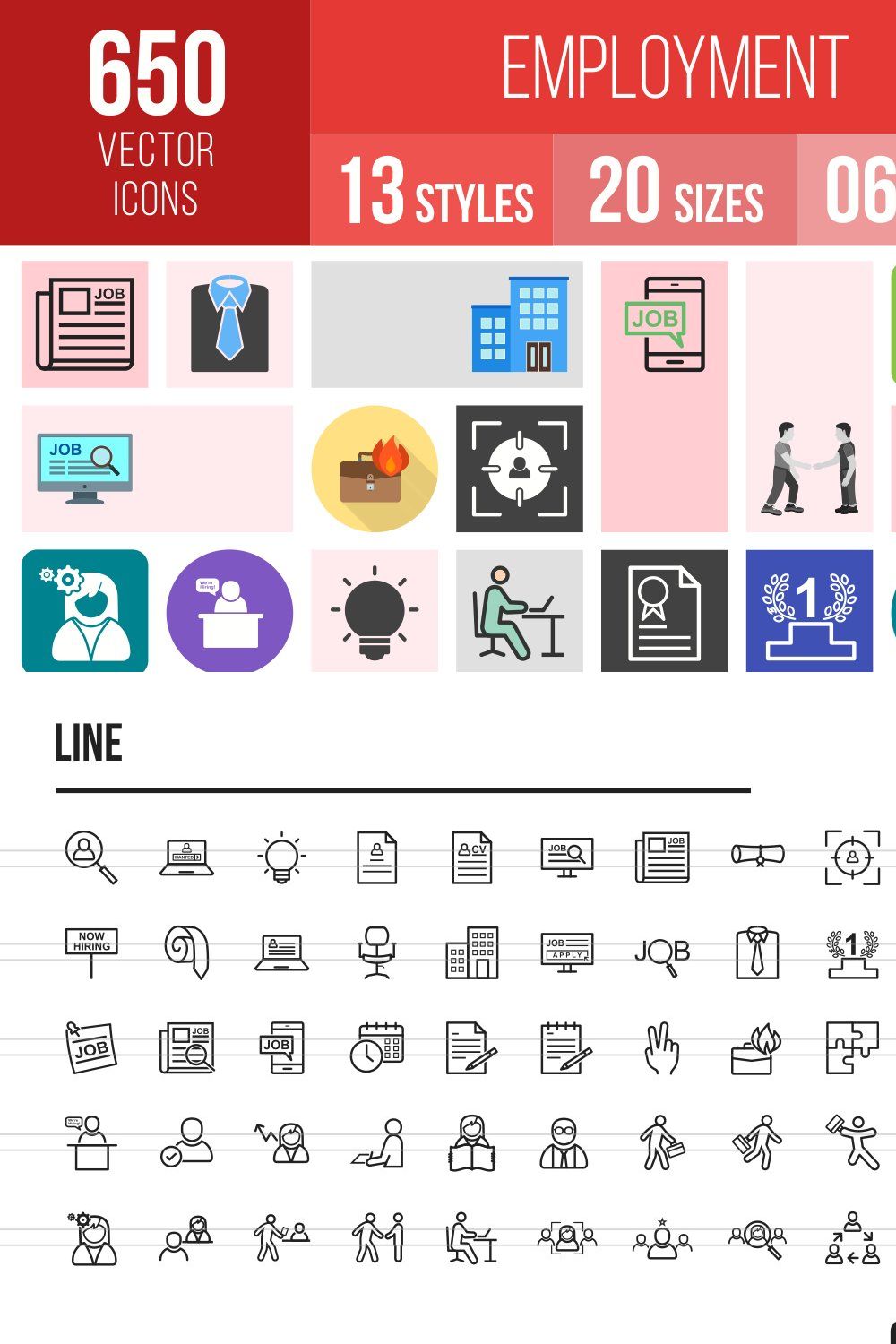 650 Employment Icons pinterest preview image.