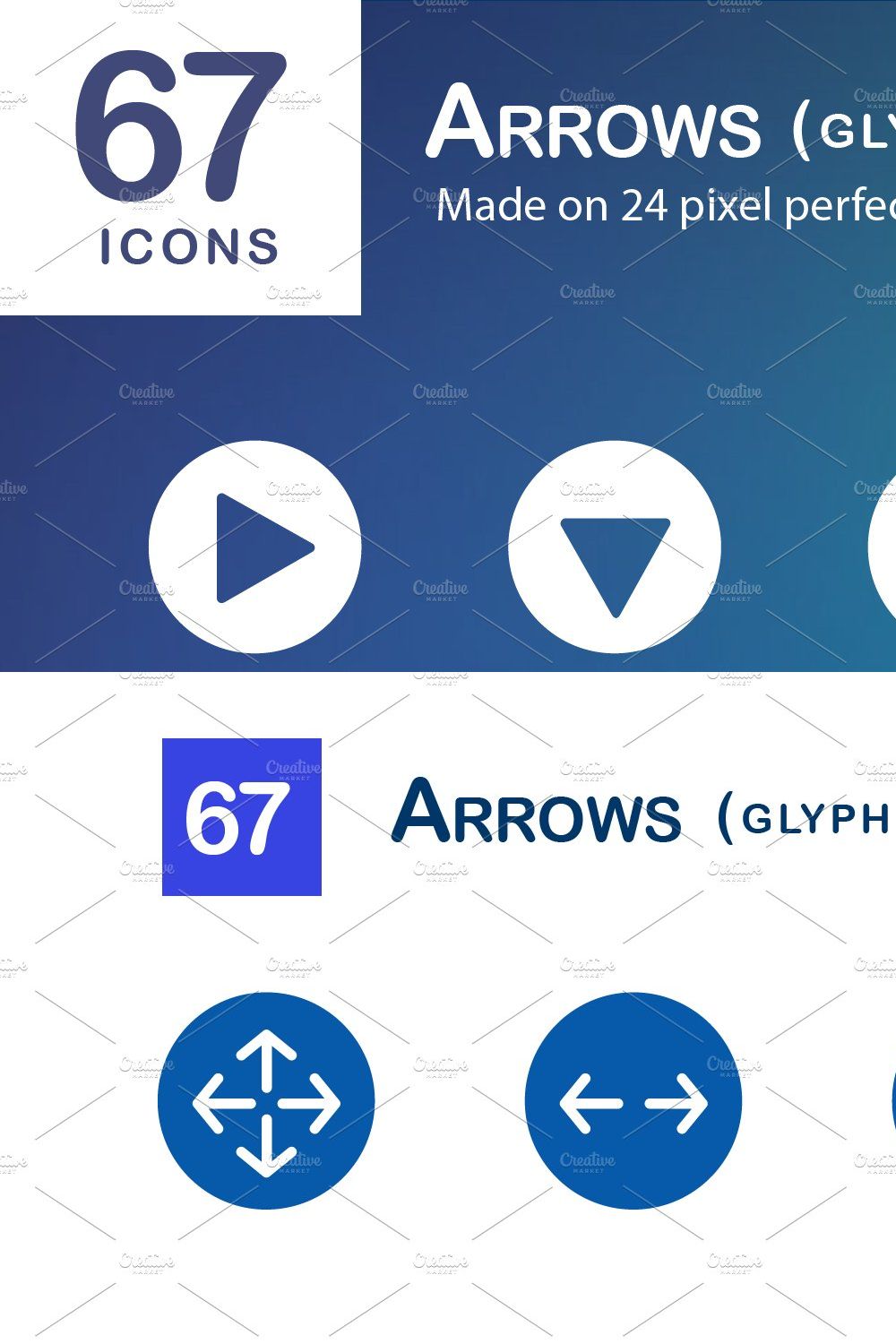 67 Arrows Glyph Icons pinterest preview image.