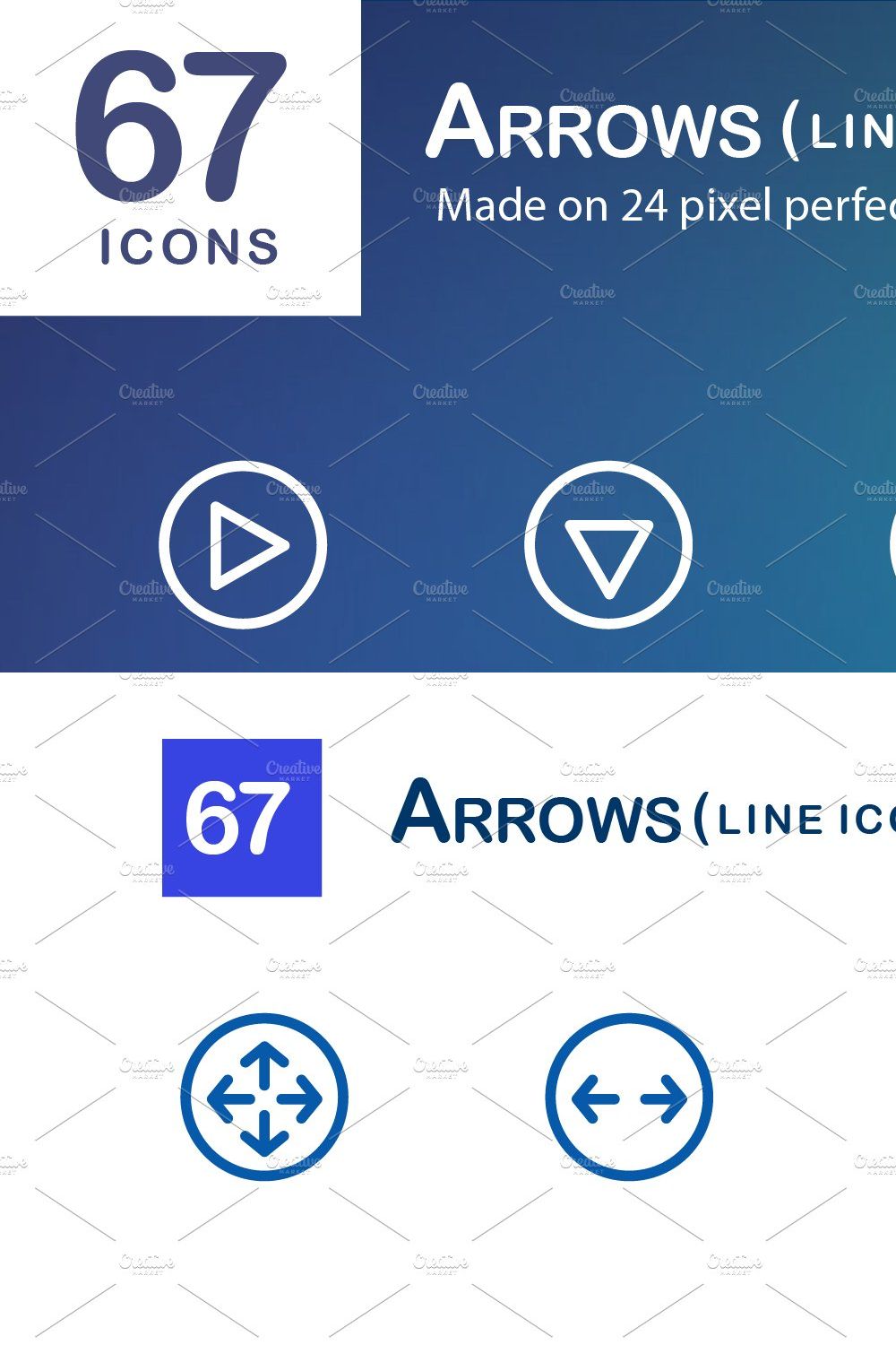 67 Arrows Line Icons pinterest preview image.