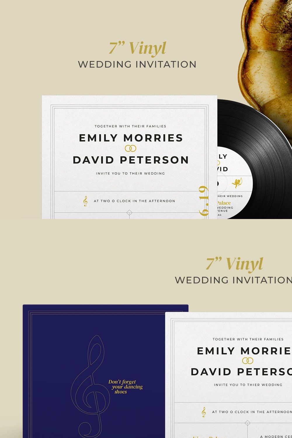 7" Vinyl Record Wedding Invitation pinterest preview image.