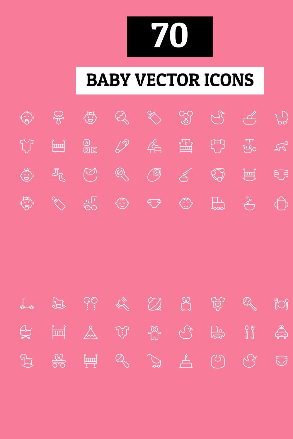 70 Baby Vector Icons pinterest preview image.